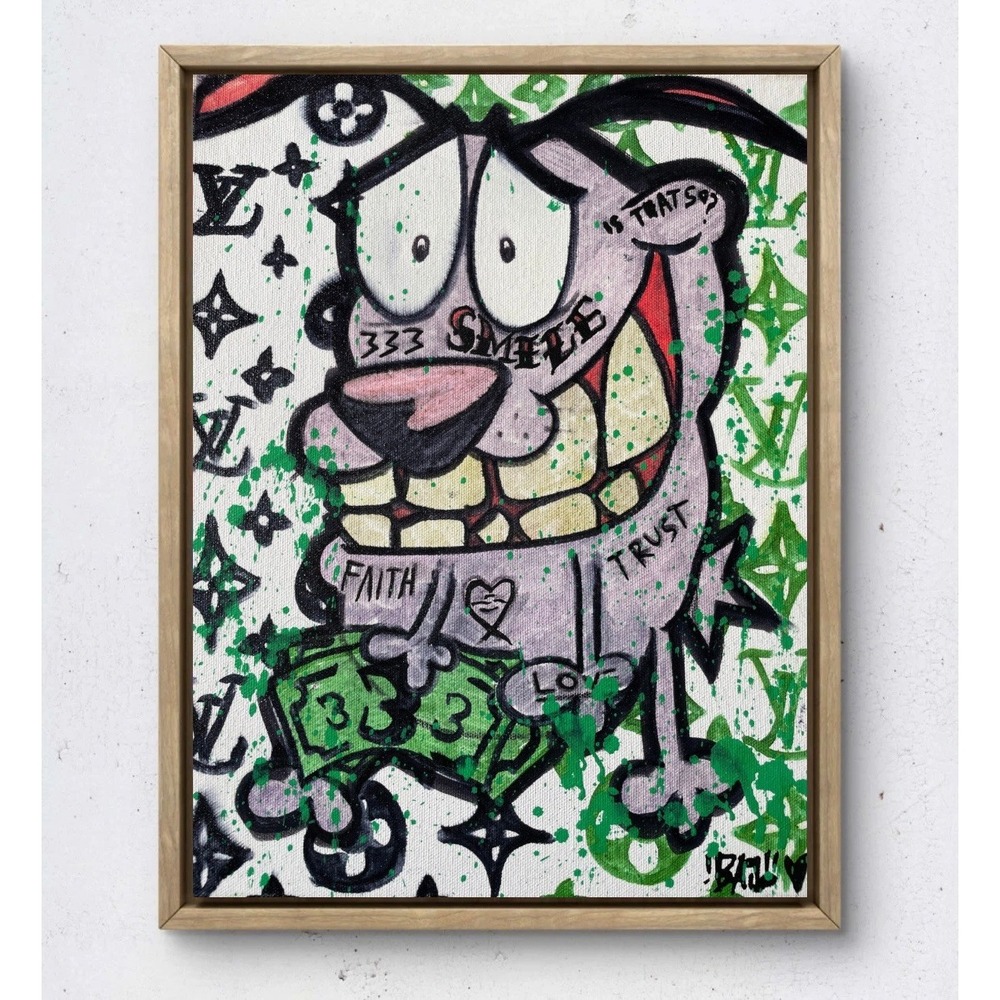 Courage the Cowardly Dog Painting 11x14 Hypebeast Street Art Monogram Oman Hosea